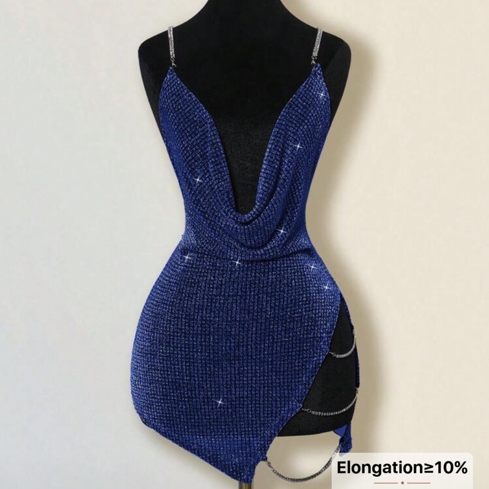 SHEIN Blue Glitter Mini Dress